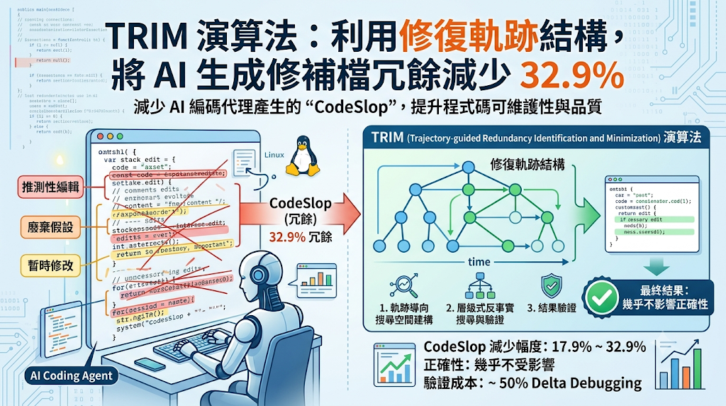 TRIM 演算法介紹：利用修復軌跡結構減少 AI 生成修補檔冗餘之資訊圖表