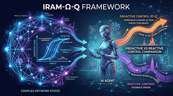 Hysteresis loop curve of adaptive gain within the IRAM-Ω-Q framework, illustrating proactive versus reactive control concepts.