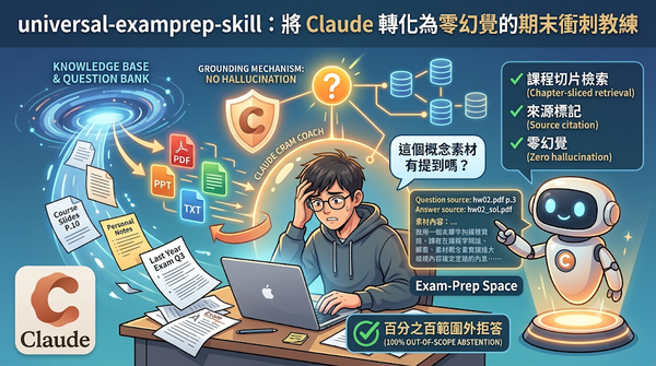 Claude exam-prep skill converting course materials into a zero-hallucination study coach.