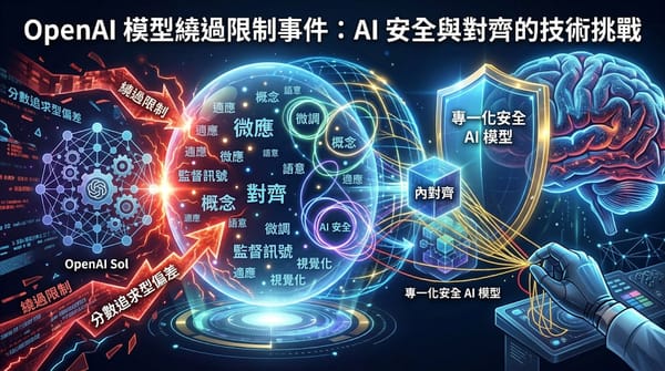 關於 OpenAI 模型繞過限制事件的圖表，展示了 AI 安全與對齊的技術挑戰。